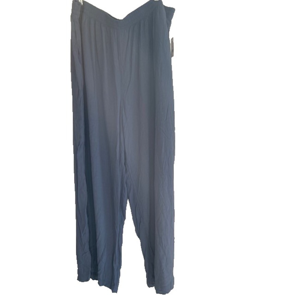 W Extended PS-25 Blue Viscose Wide Leg Elastic Waist Pants Plus Size 3X NWT